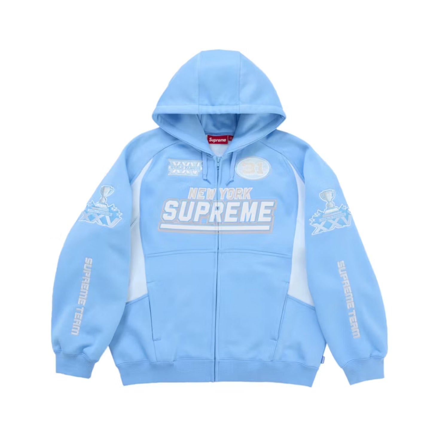 Supreme Football Zip Up Hooded Sweatshirt (FW25) Light Blue