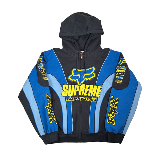 Supreme Fox Racing Zip Up Hooded Sweatshirt Blue [USED] - L (Used)