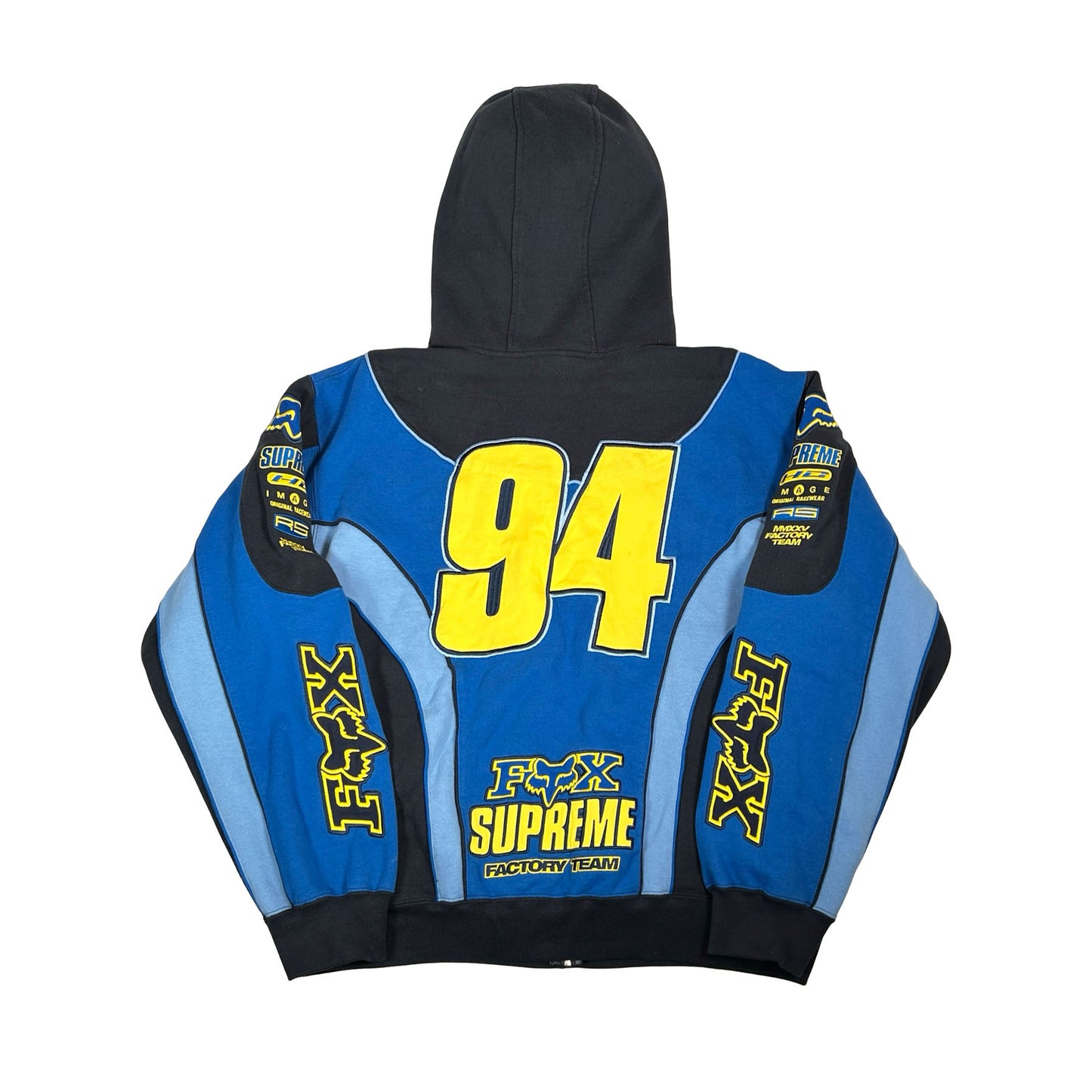 Supreme Fox Racing Zip Up Hooded Sweatshirt Blue [USED] - L (Used)