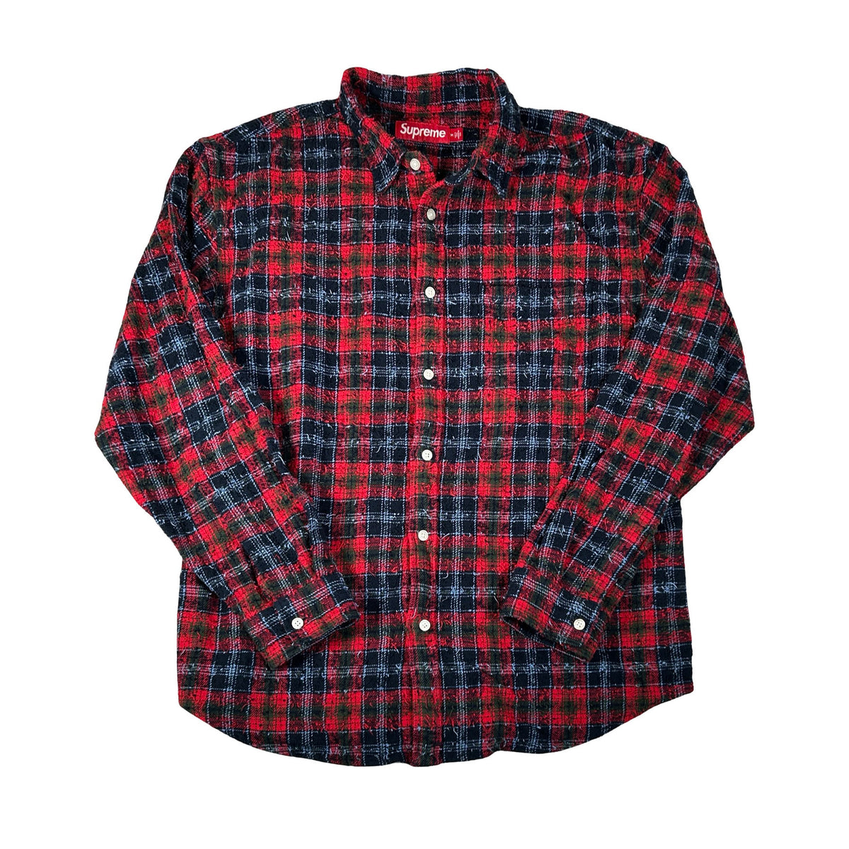 Supreme Frayed Textured Plaid Shirt Red [USED] - M (Used)