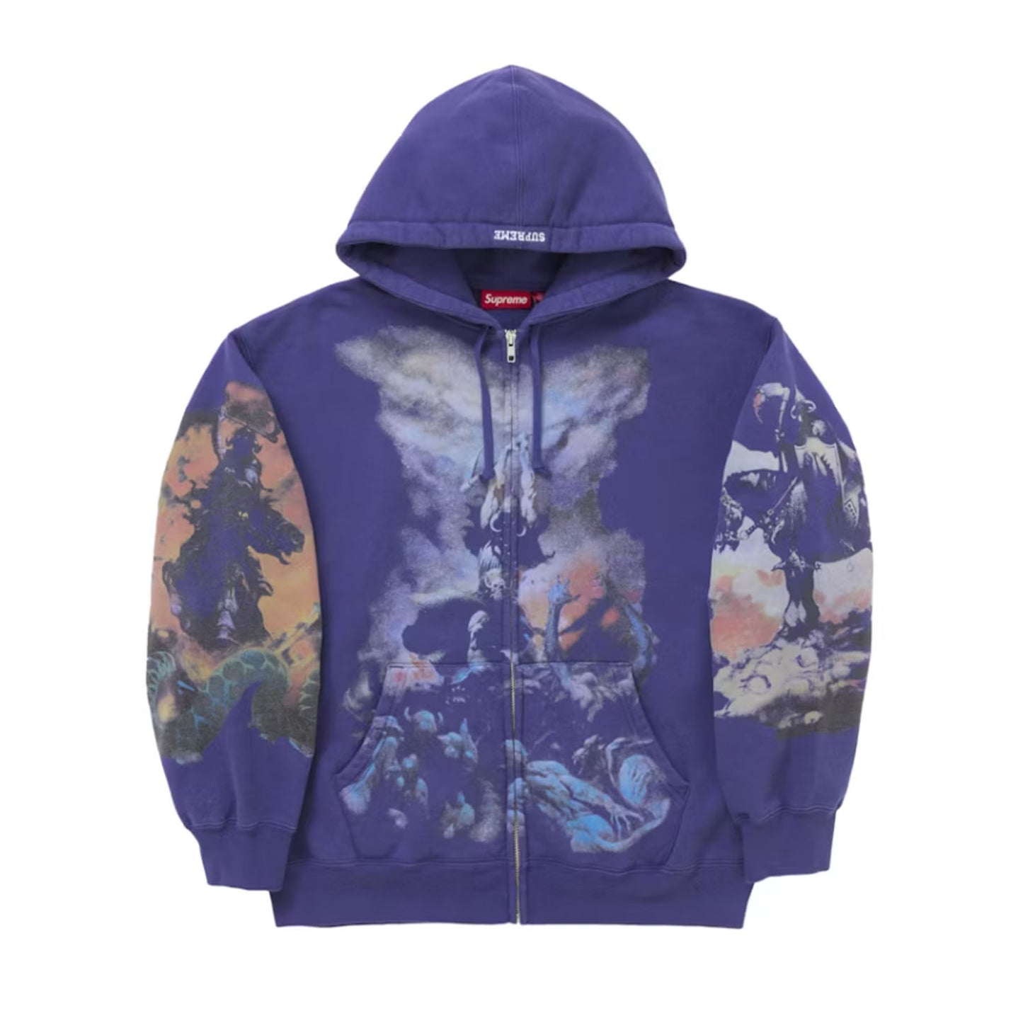 Supreme Frazetta Zip Up Hooded Sweatshirt Washed Navy [USED] - L (Used)