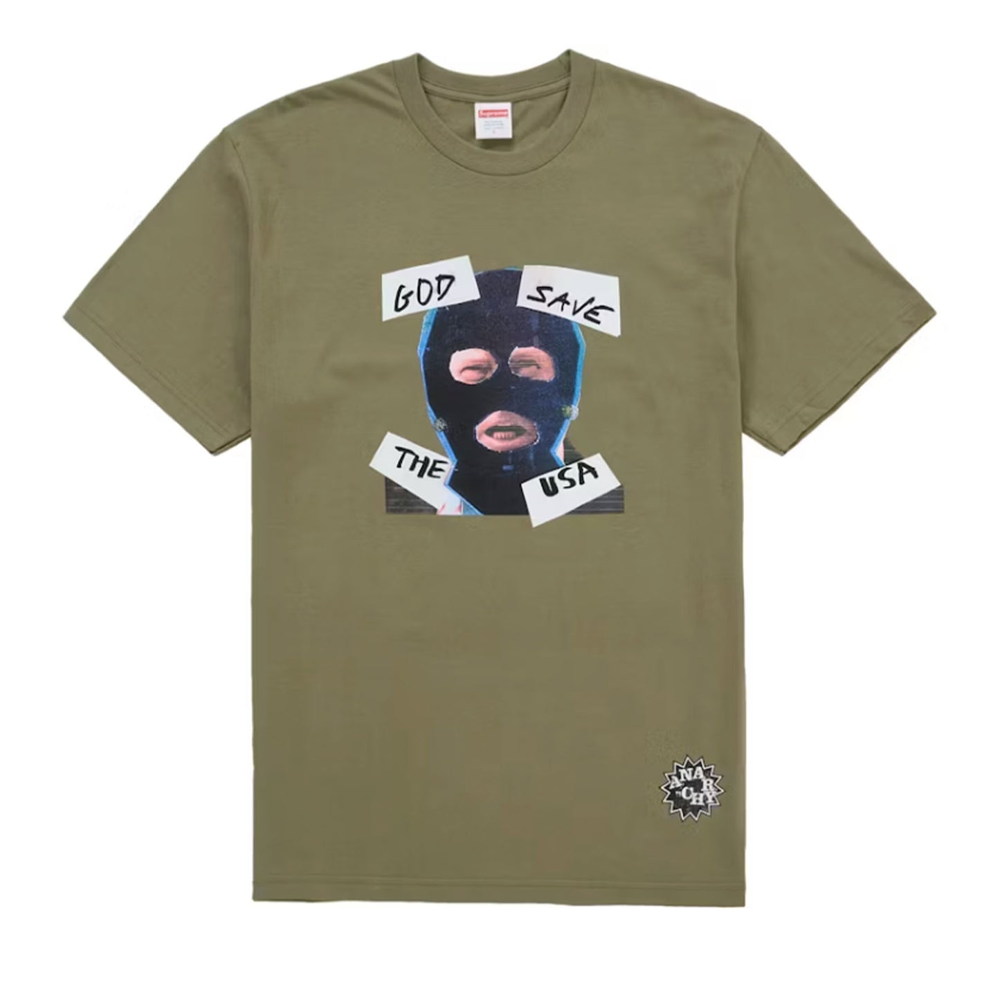 Supreme God Save Us Tee Light Olive
