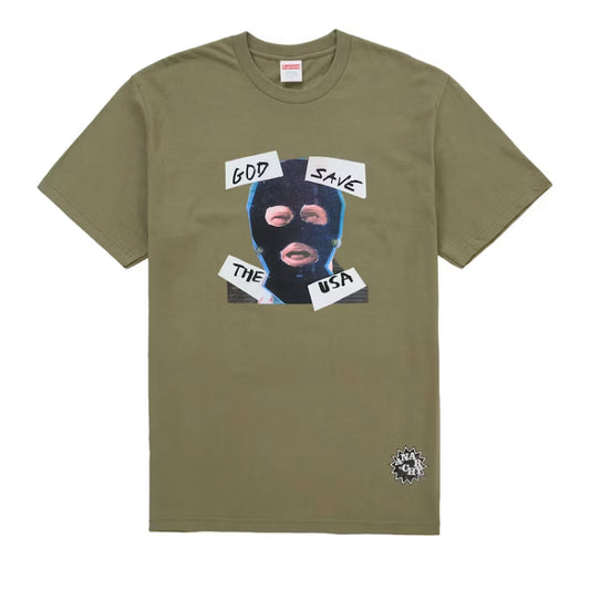 Supreme God Save Us Tee Light Olive