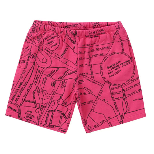 Supreme Gonz Embroidered Map Sweatshort Magenta [USED] - S (Used)