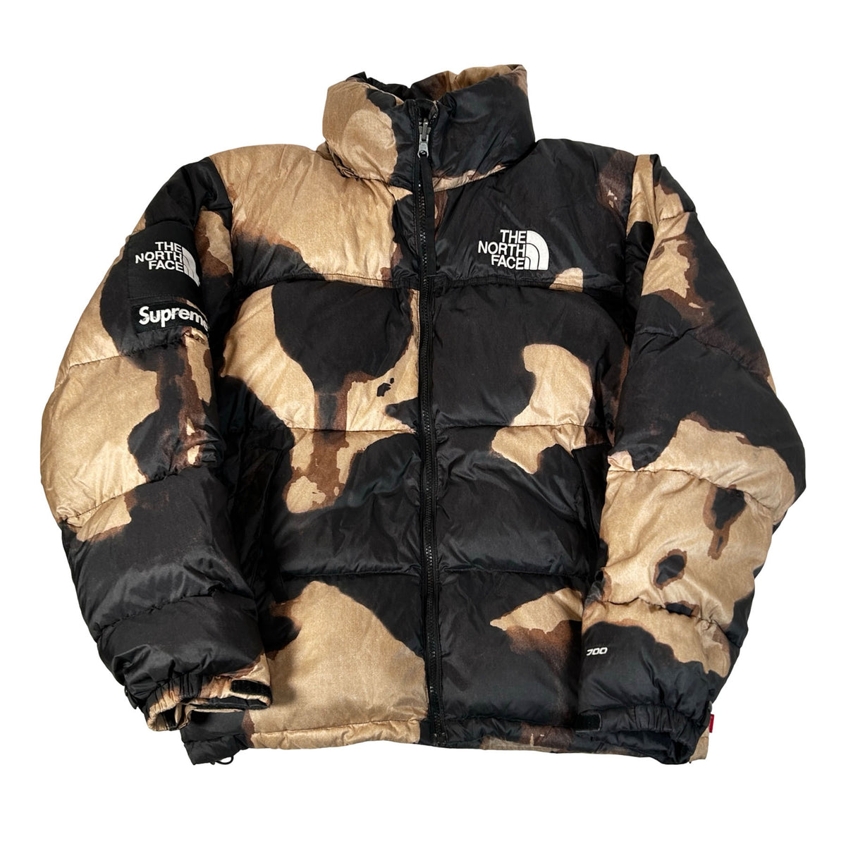 Supreme The North Face Bleached Denim Print Nuptse Jacket Black [USED] - M (Used2)