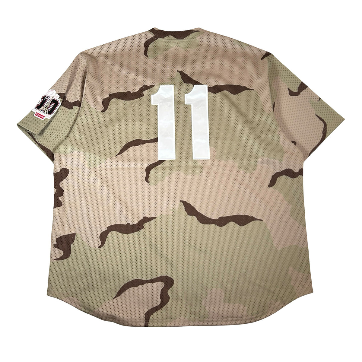 Supreme Paris Shop S Logo Baseball Henley Camo [USED] - XL (Used)