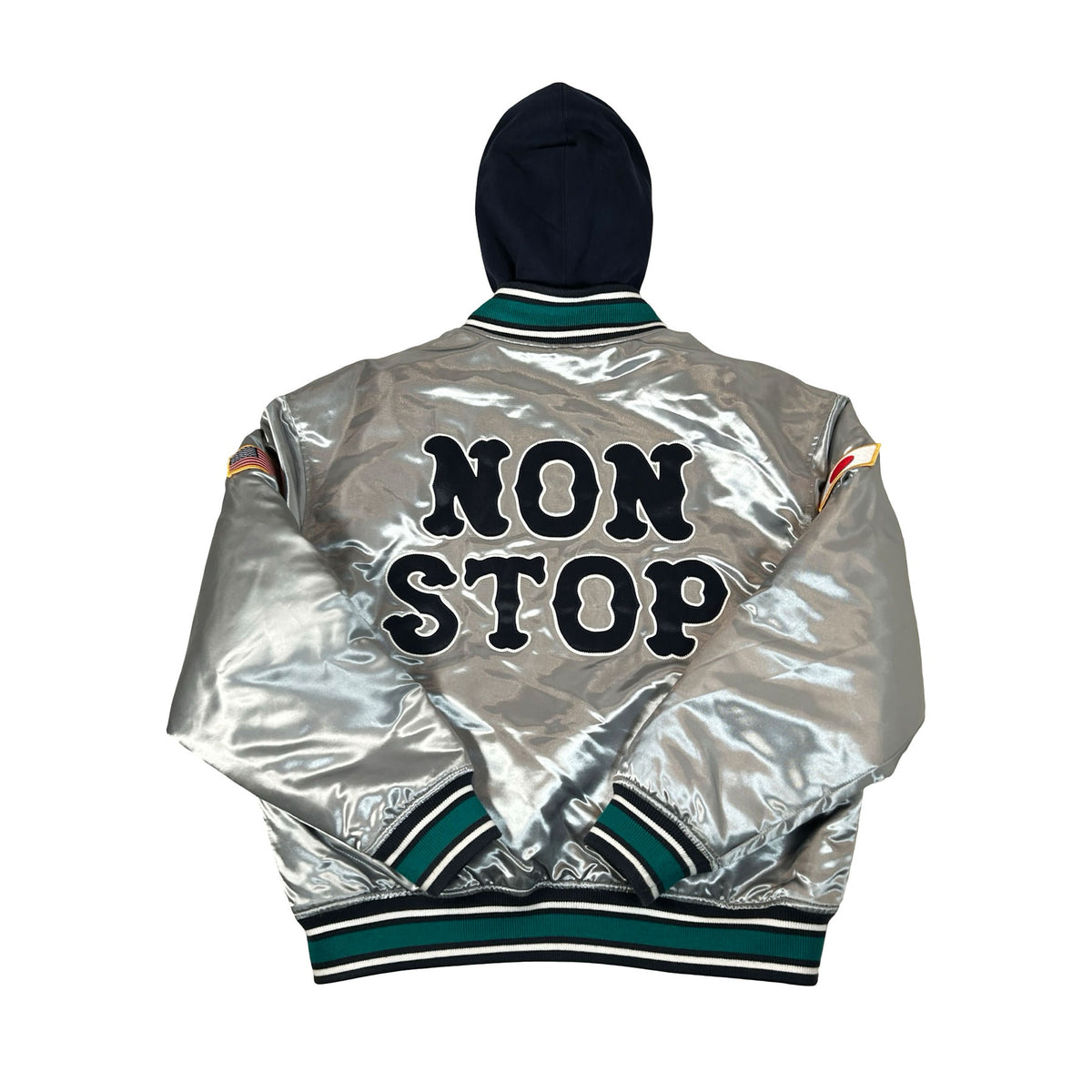 Supreme Homerun Satin Hooded Varsity Jacket Silver [USED] - S (Used)