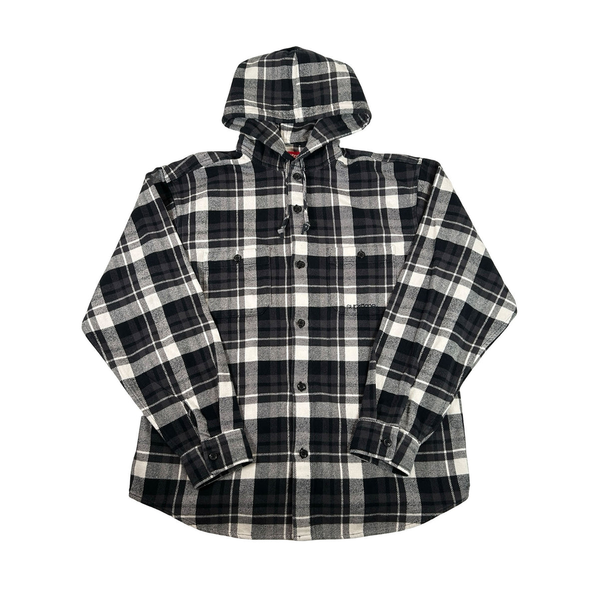 Supreme Hooded Flannel Shirt Black [USED] - S (Used)