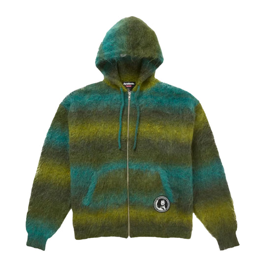 Supreme Hysteric Glamour Mohair Zip Up Hooded Sweater Olive