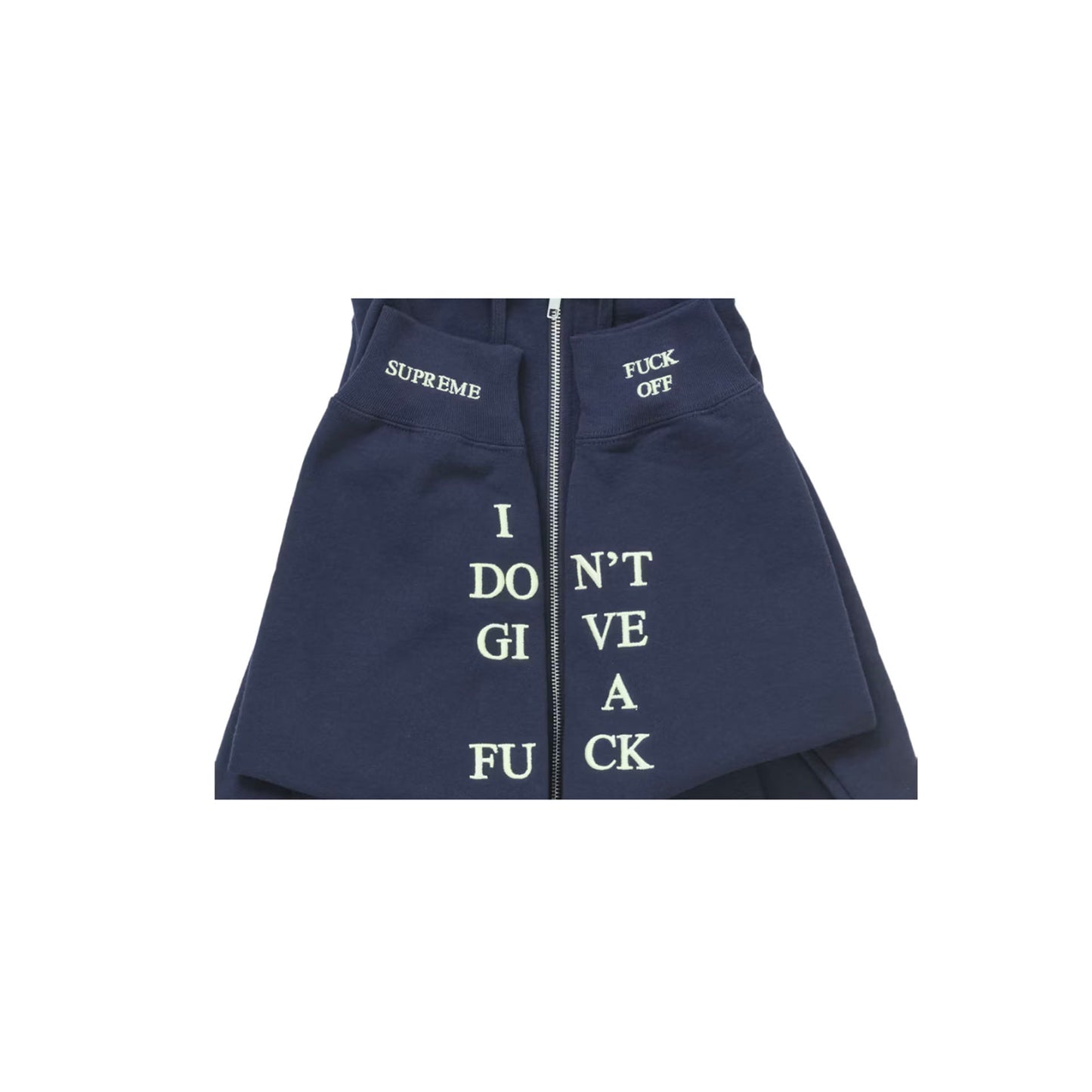 Supreme IDGAF Zip Up Hooded Sweatshirt Navy [USED] - L (Used)