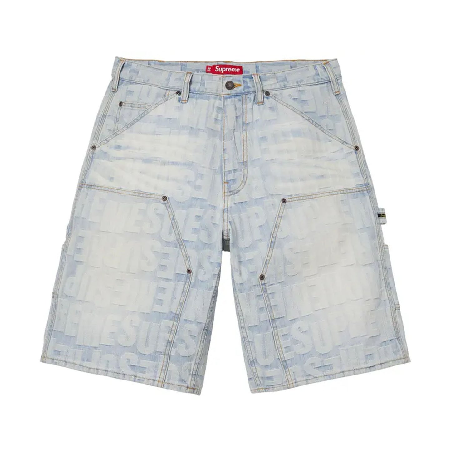 Supreme Repeat Jacquard Double Knee Denim Short Light Washed Indigo
