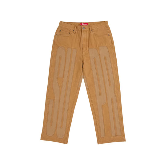 Supreme Inset Spellout Baggy Jean Brown