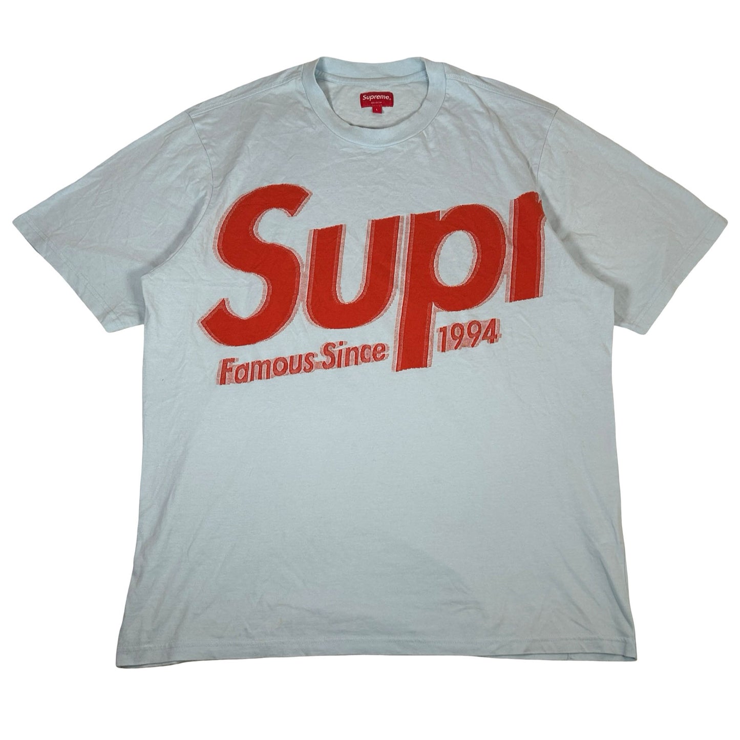 Supreme Intarsia Spellout S/S Top Light Blue [USED] - L (Used)