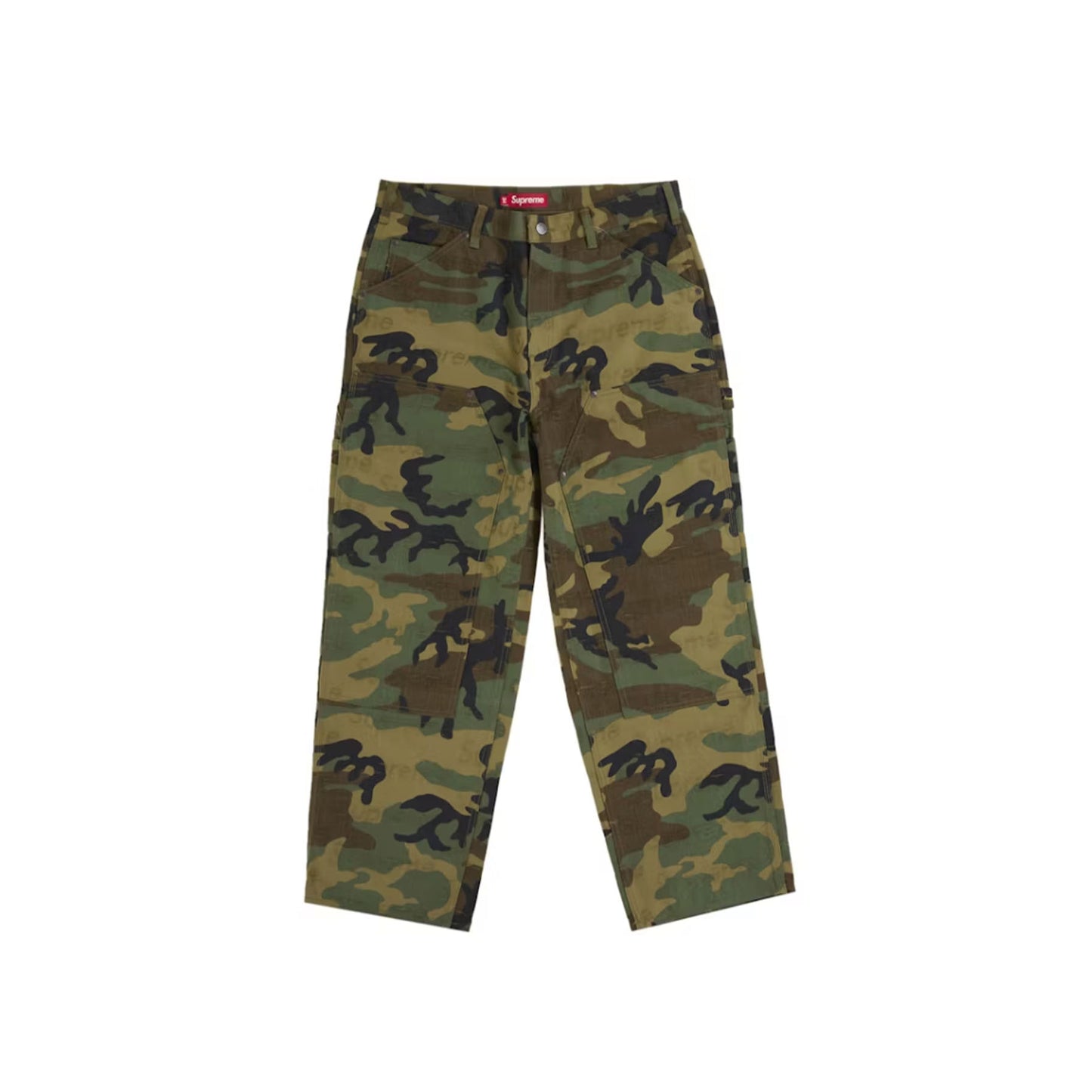 Supreme Jacquard Logos Double Knee Denim Painter Jean Woodland Camo