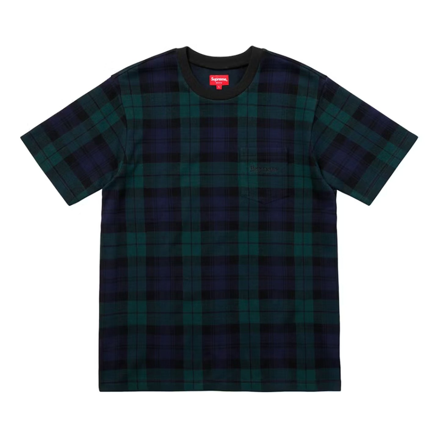 Supreme Jacquard Tartan Plaid Pocket Tee Navy [USED] - M (Used)