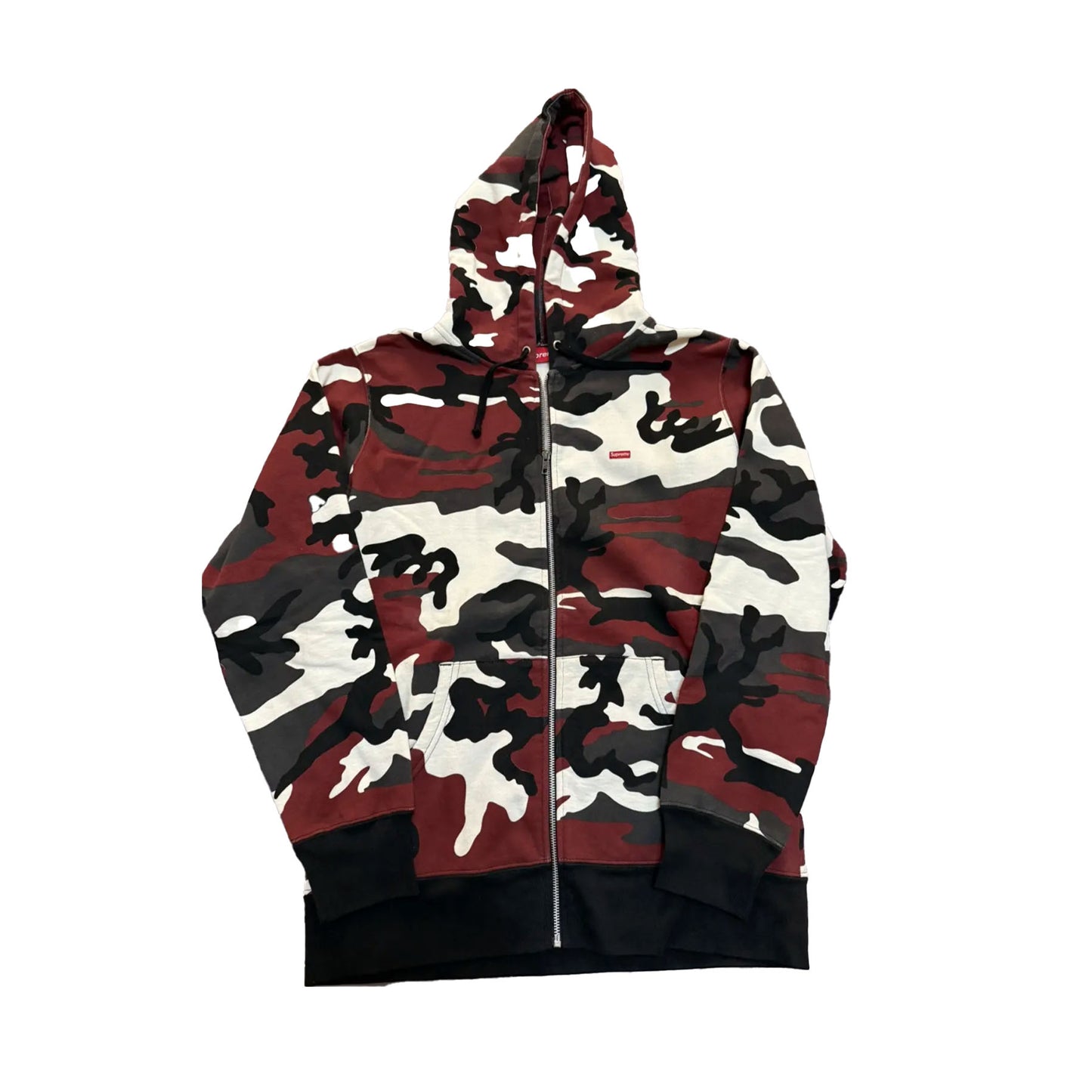 Supreme Red Camo Small Box Zip Up Hoodie Hooded [USED] - M (Used)