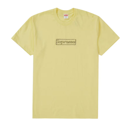 Supreme KAWS Chalk Logo Tee Pale Yellow