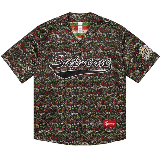 Supreme Floral Jacquard Baseball Jersey Black
