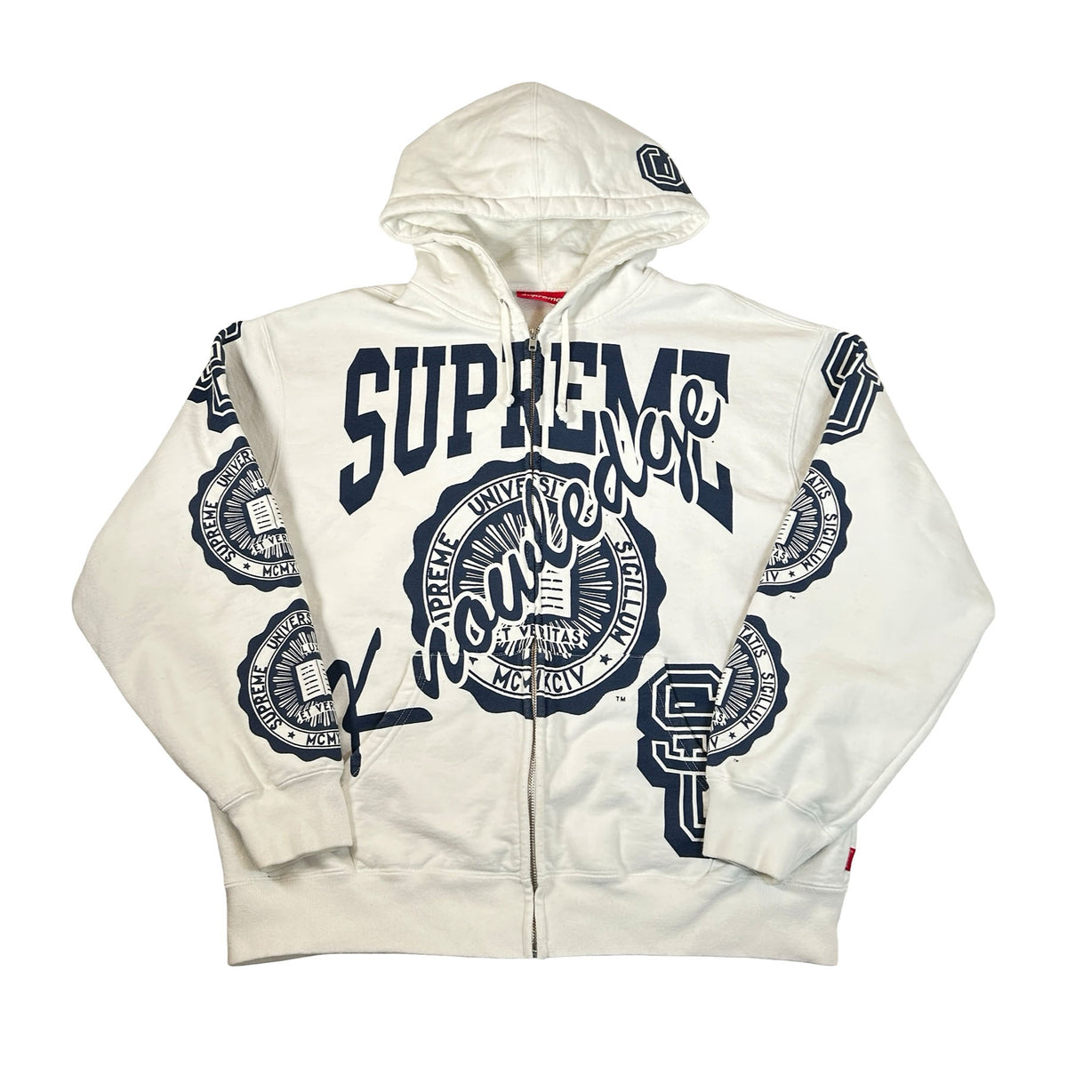 Supreme Knowledge Reigns Zip Up Hooded Sweatshirt White [USED] - L (Used)