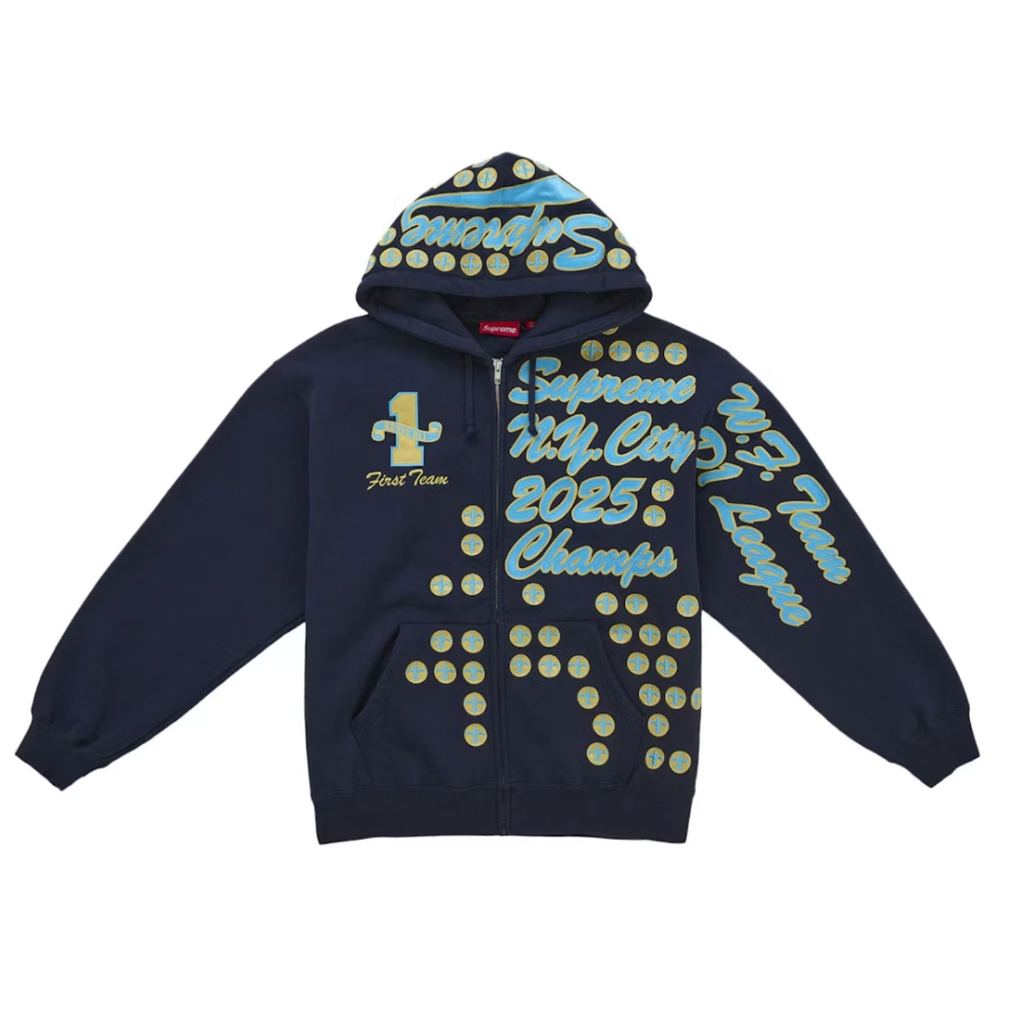 Supreme League Champs Zip Up Hooded Sweatshirt Navy [USED] - L (Used)