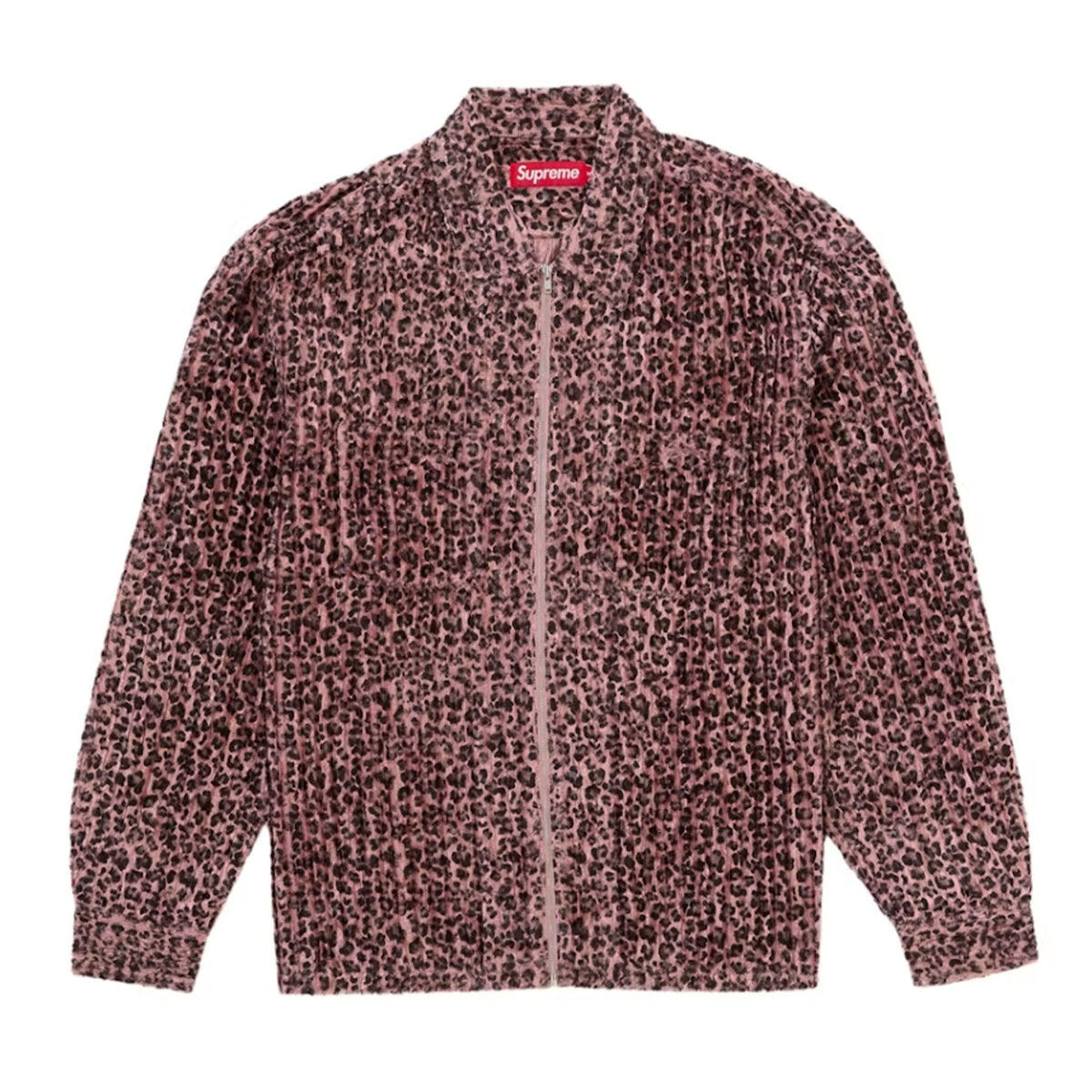Supreme Leopard Frayed Zip Up Shirt
