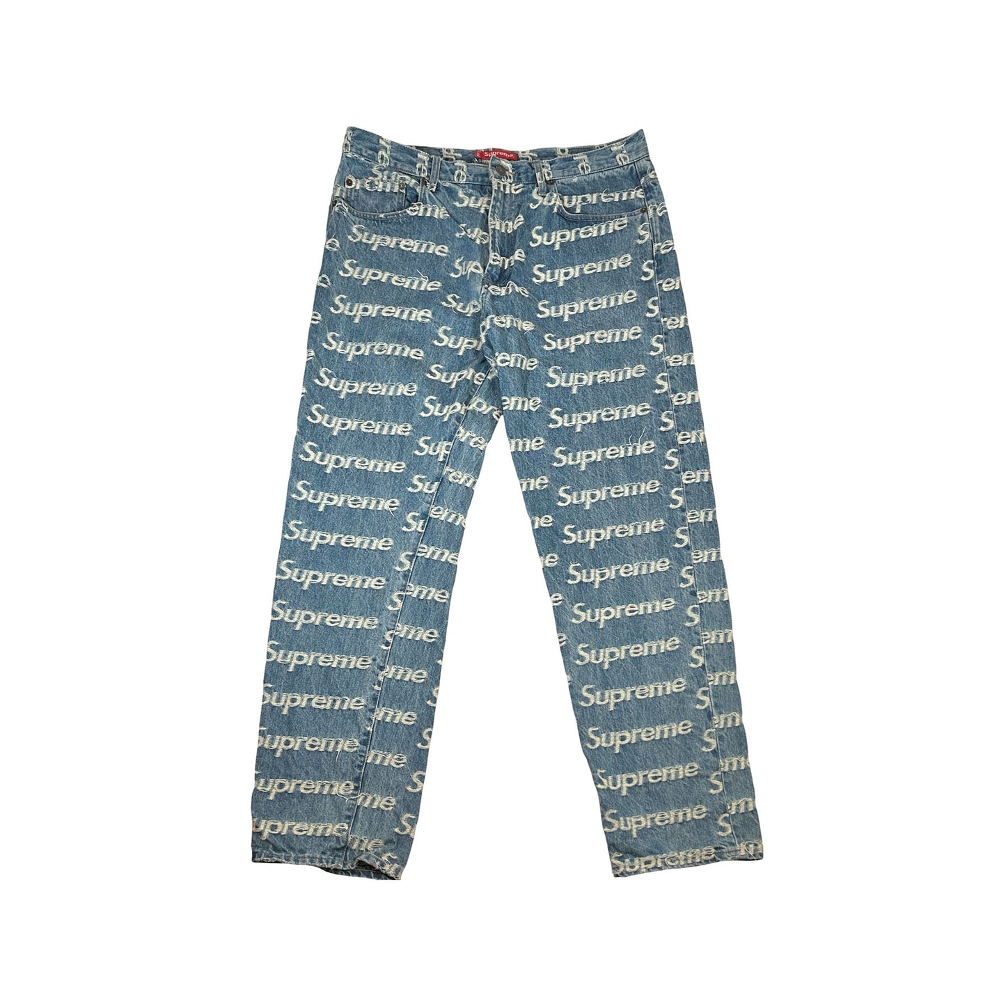 Supreme Frayed Logos Regular Jean Blue [USED] - 34 (Used2)