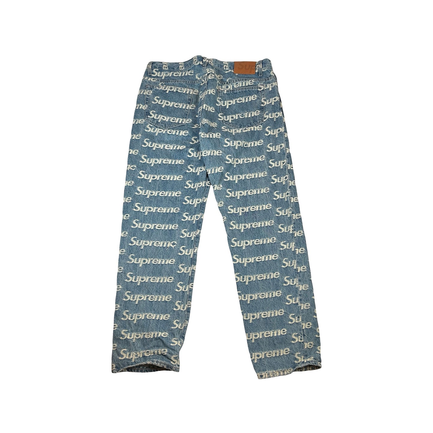 Supreme Frayed Logos Regular Jean Blue [USED] - 34 (Used2)