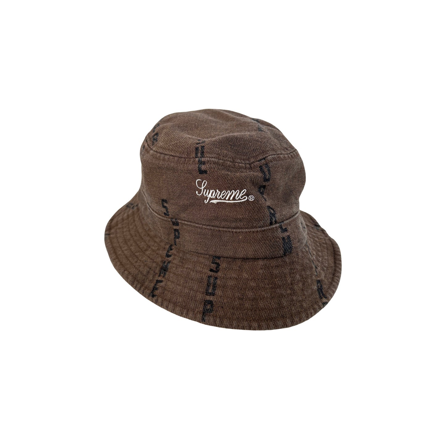 Supreme Logo Stripe Jacquard Denim Crusher Brown [USED]