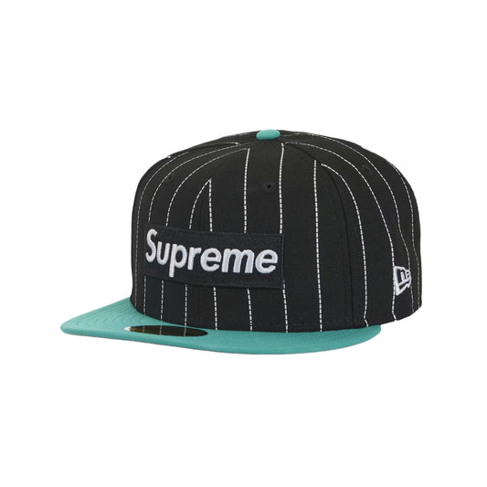 Supreme MLB Teams Box Logo New Era 59Fifty Cap Black Pinstripe