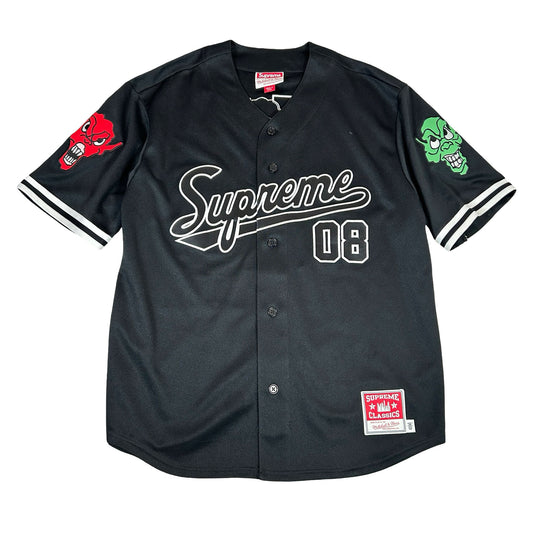 Supreme Mitchell & Ness Downtown Hell Baseball Jersey Black [USED] - M (Used)