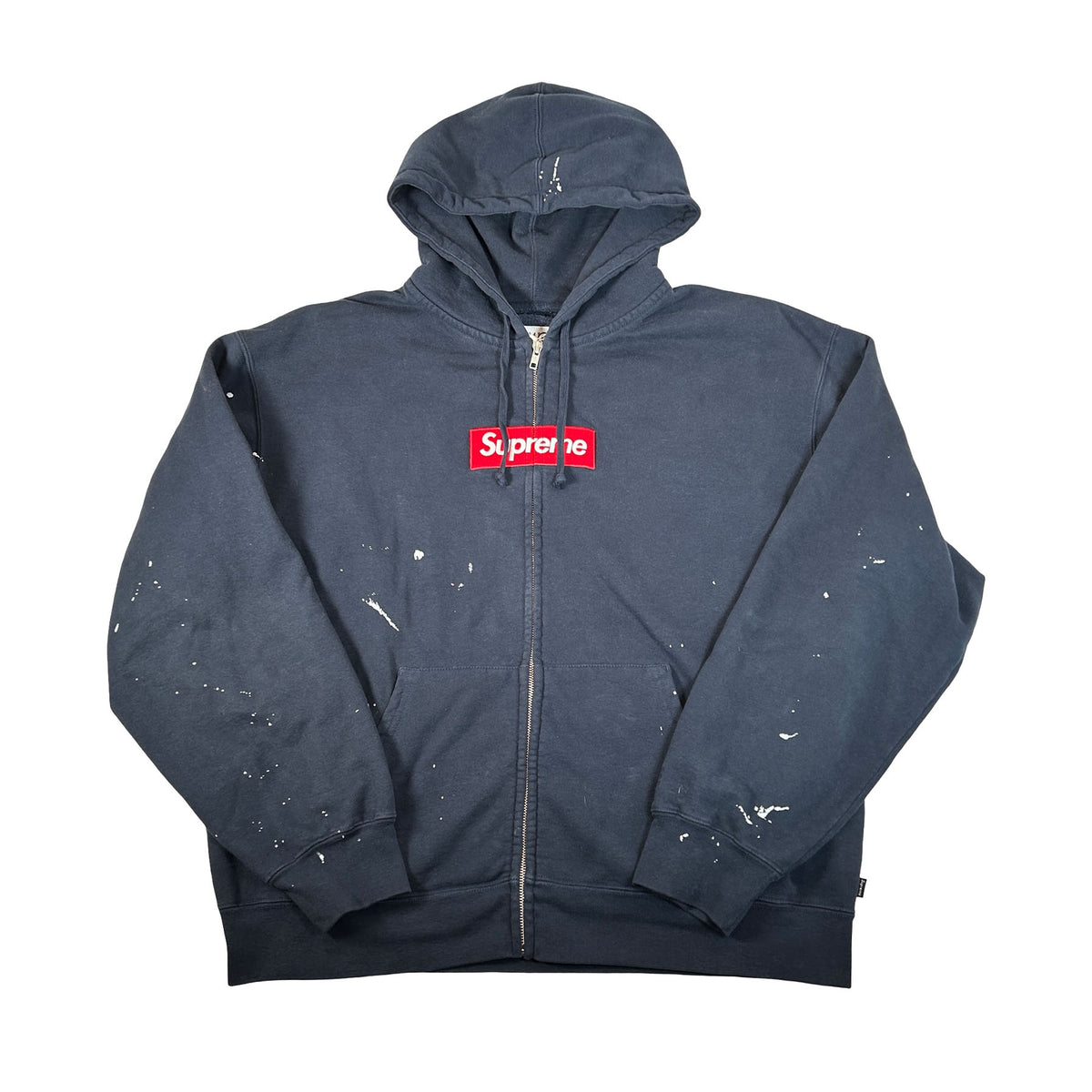 Supreme MM6 Maison Margiela Box Logo Zip Up Hooded Sweatshirt Navy [USED] - XL (Used)
