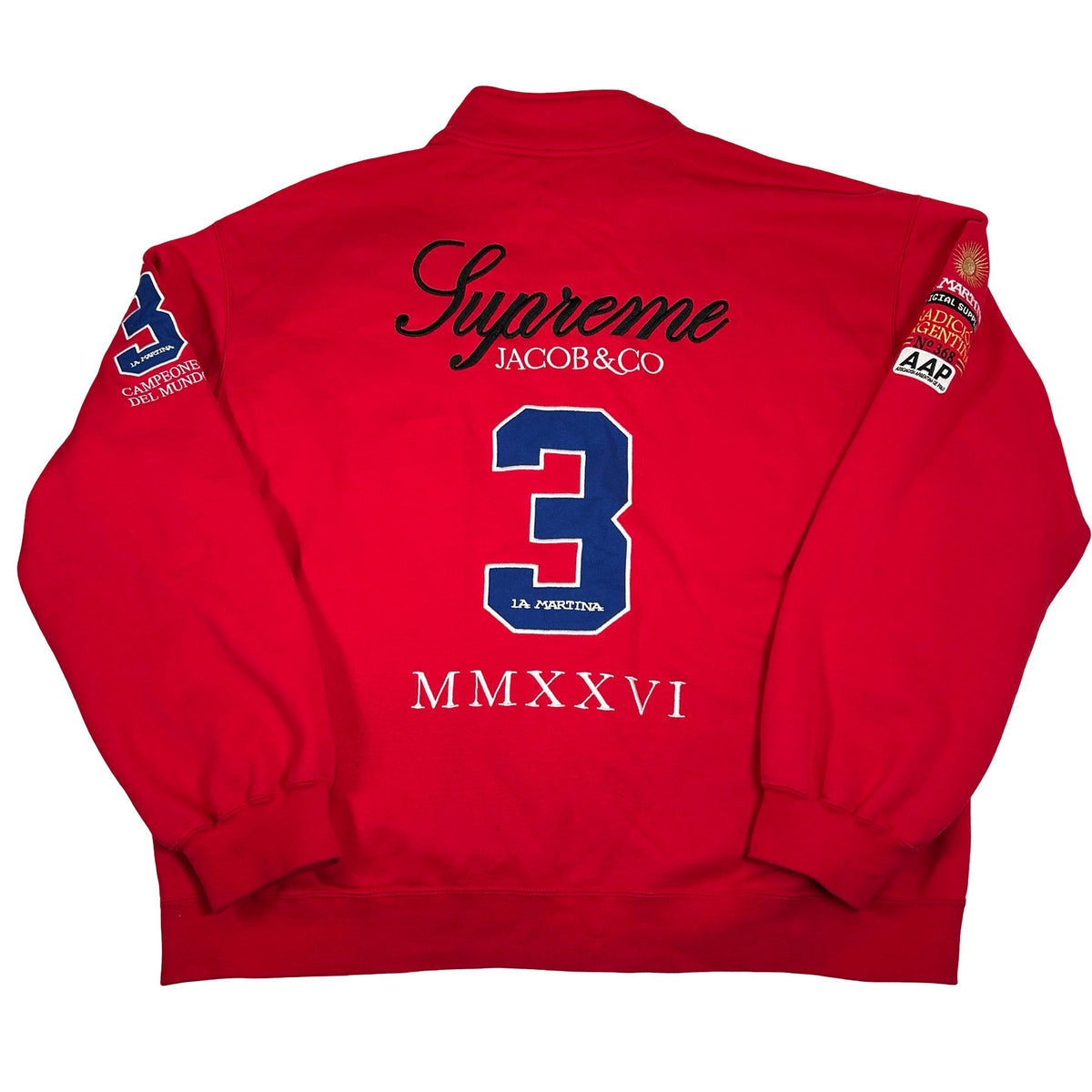 Supreme La Martina Zip Up Sweatshirt Red [USED] - XXL (Used)