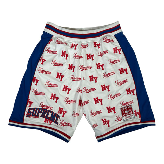 Supreme Mitchell & Ness Monogram Basketball Short White [USED] - S (Used)