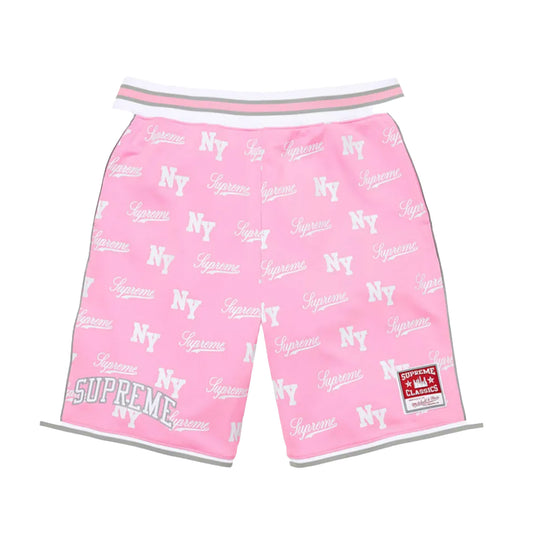 Supreme Mitchell & Ness Monogram Basketball Shorts Pink