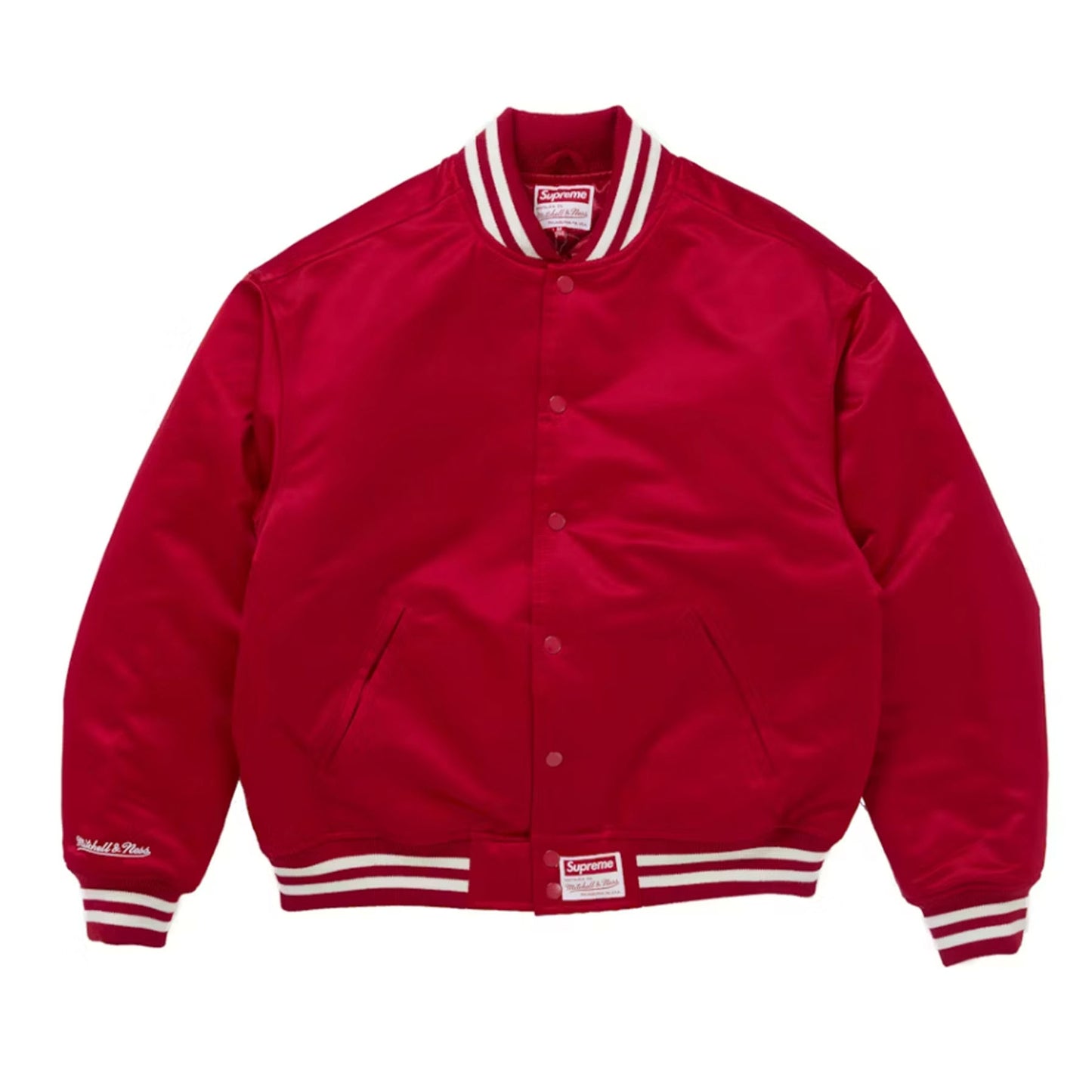 Supreme Mitchell & Ness Satin Varsity Jacket (FW24) Red [USED] - M (Used)