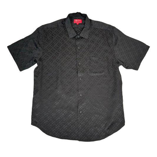 Supreme Tonal Monogram Silk S/S Shirt Black [USED] - M (Used)