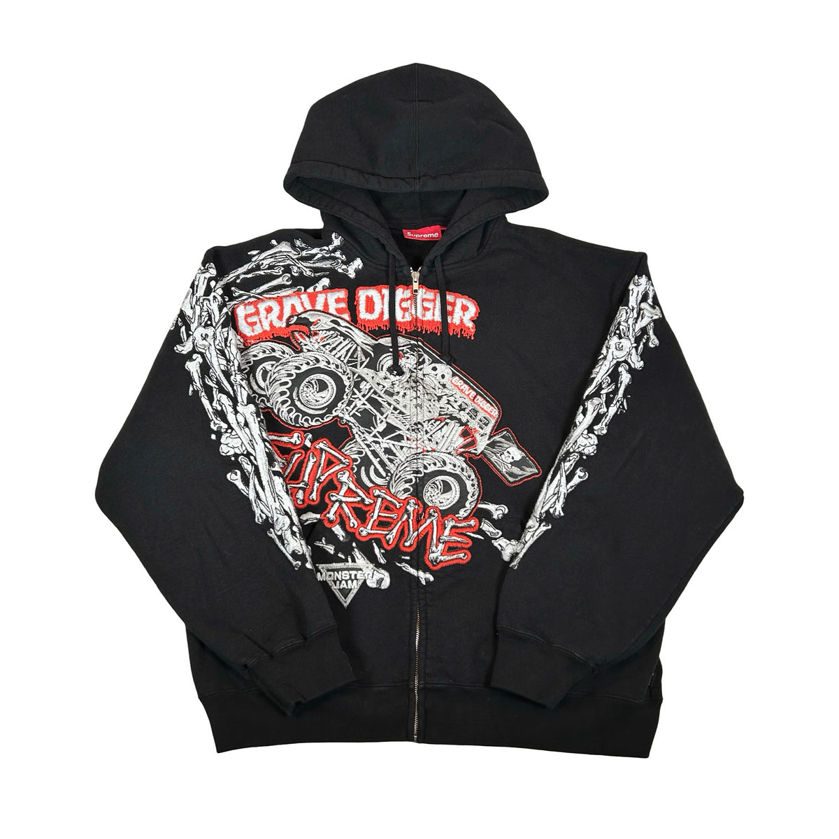 Supreme Monster Jam Grave Digger Zip Up Hooded Sweatshirt Black [Used] - L (Used)