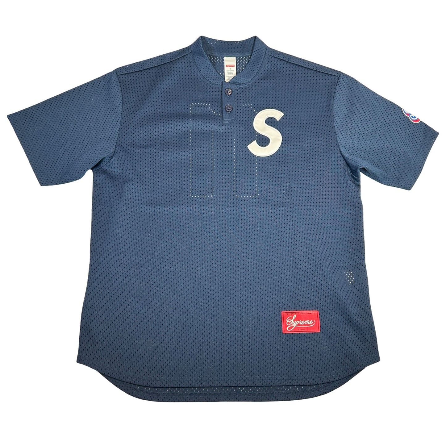 Supreme S Logo Baseball Henley Navy [USED] - S (Used)