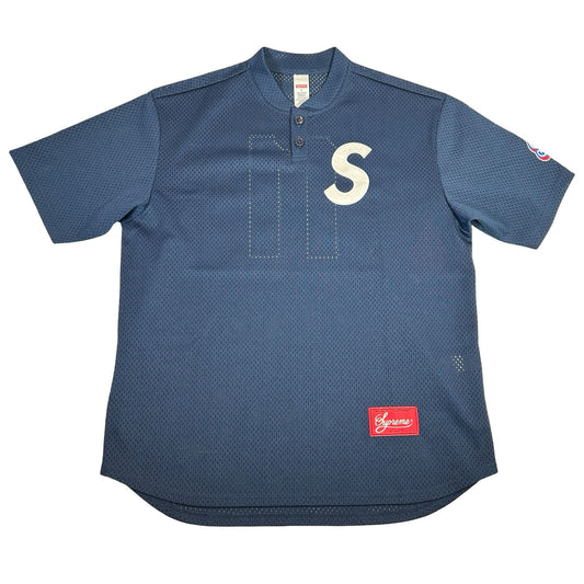 Supreme S Logo Baseball Henley Navy [USED] - S (Used)