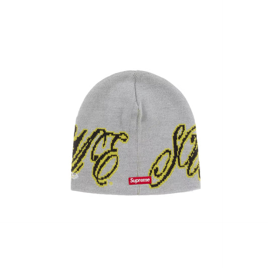 Supreme New Era Cursive Beanie Heather Grey