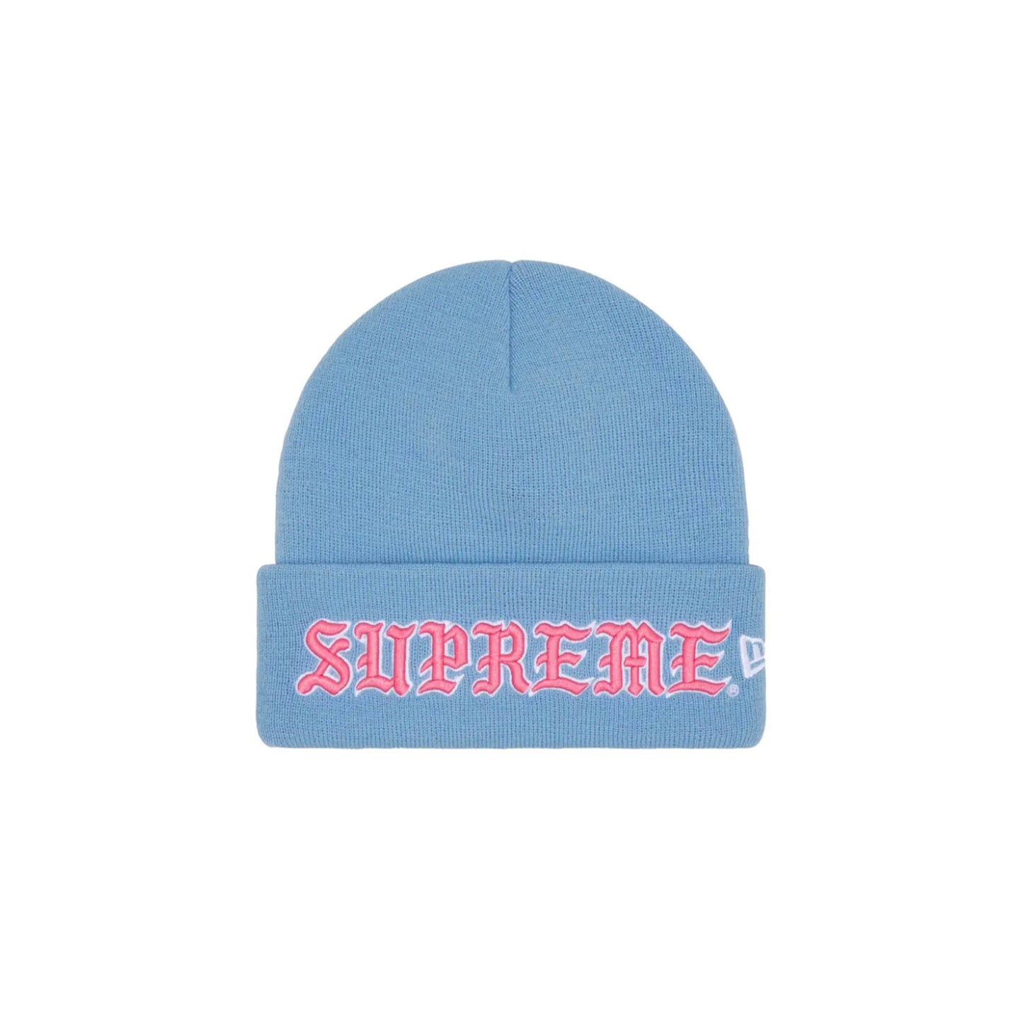 Supreme New Era Old English Beanie Light Blue