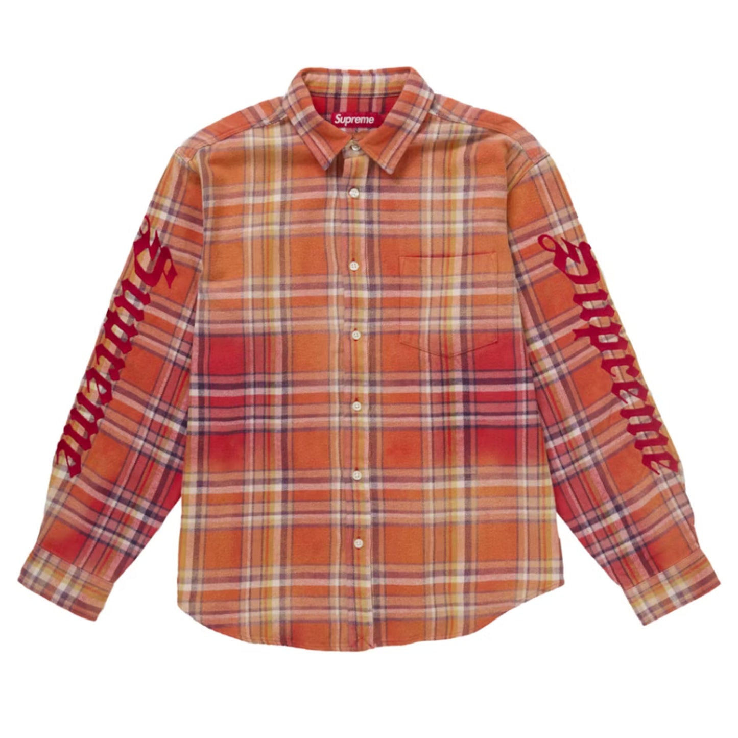 Supreme Old English Plaid Flannel Shirt Orange [USED] - M (Used)