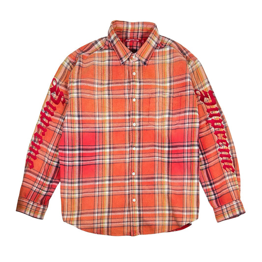 Supreme Old English Plaid Flannel Shirt Orange [USED] - L (Used)