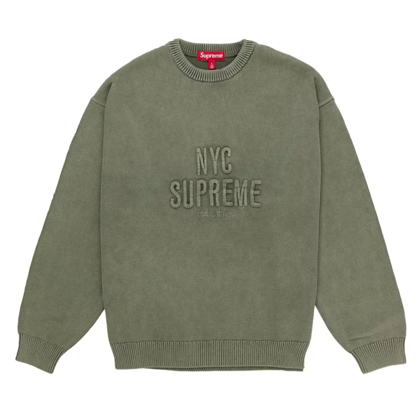 Supreme Overdyed Raised Sweater Olive [USED] - S (Used)
