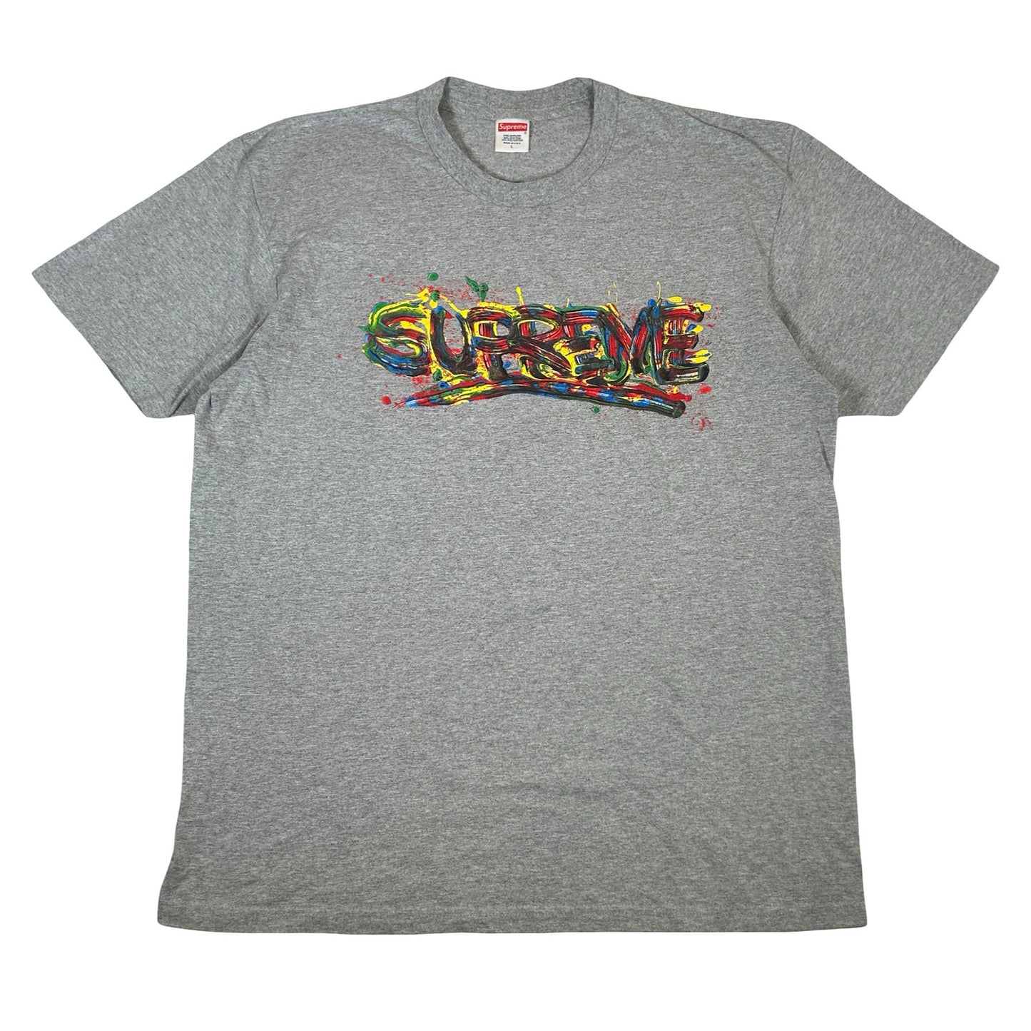 Supreme Paint Logo Tee Heather Grey [USED] - L (Used)
