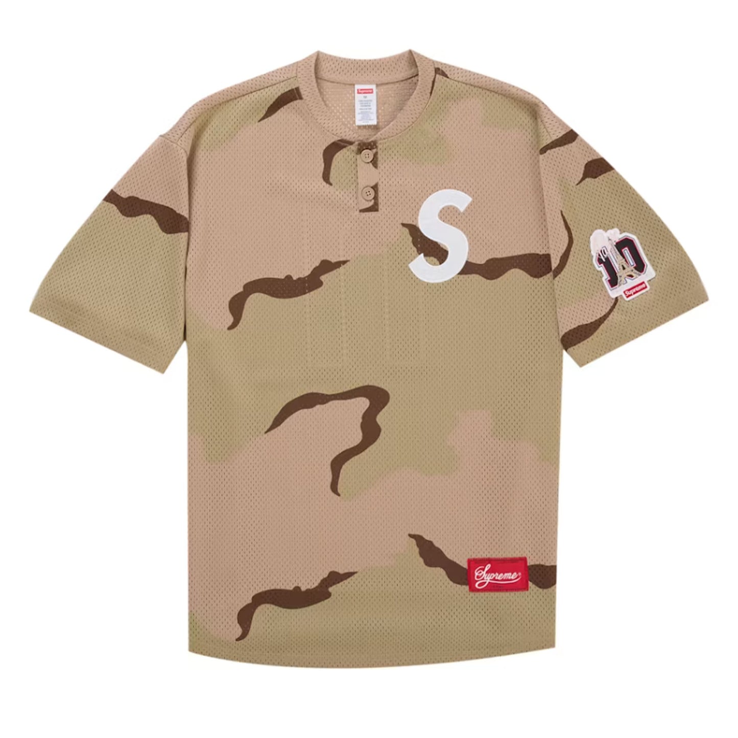 Supreme Paris Shop S Logo Baseball Henley Camo