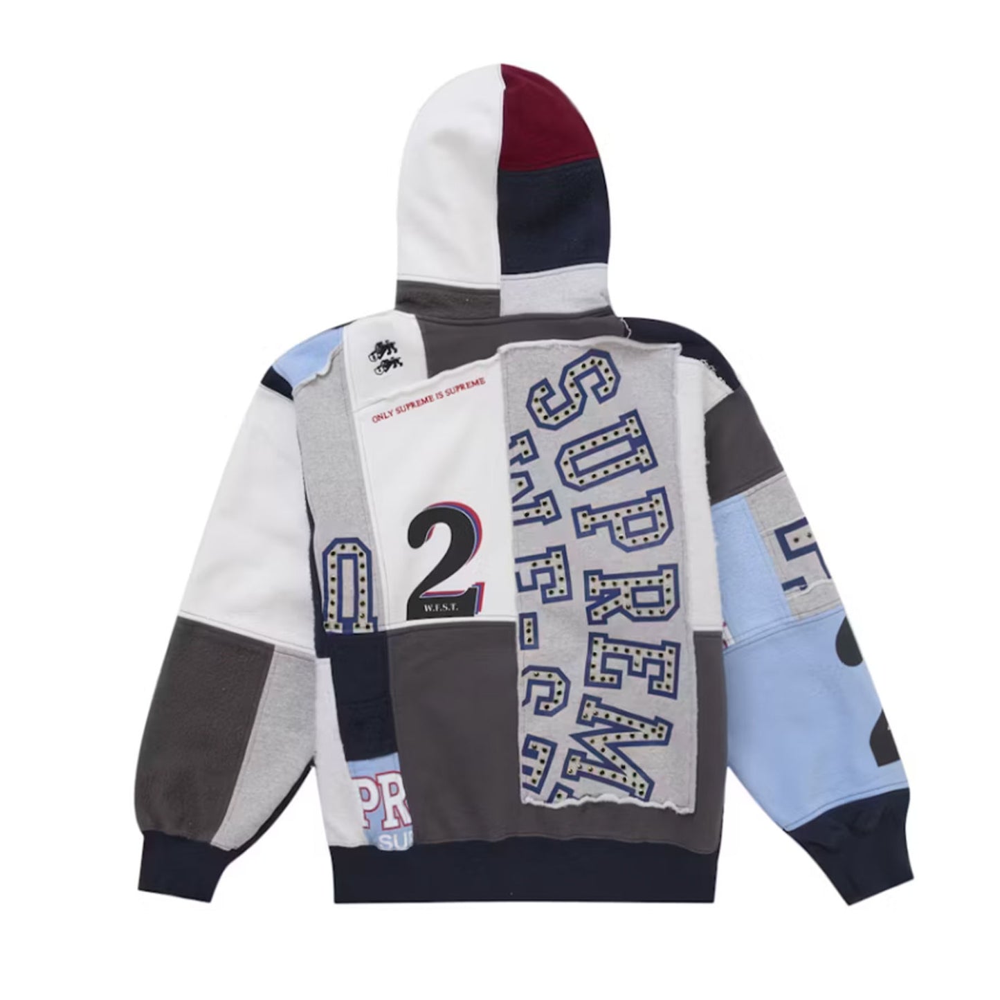 Supreme Patchwork Zip Up Hooded Sweatshirt (SS25) Navy [USED] - M (Used)
