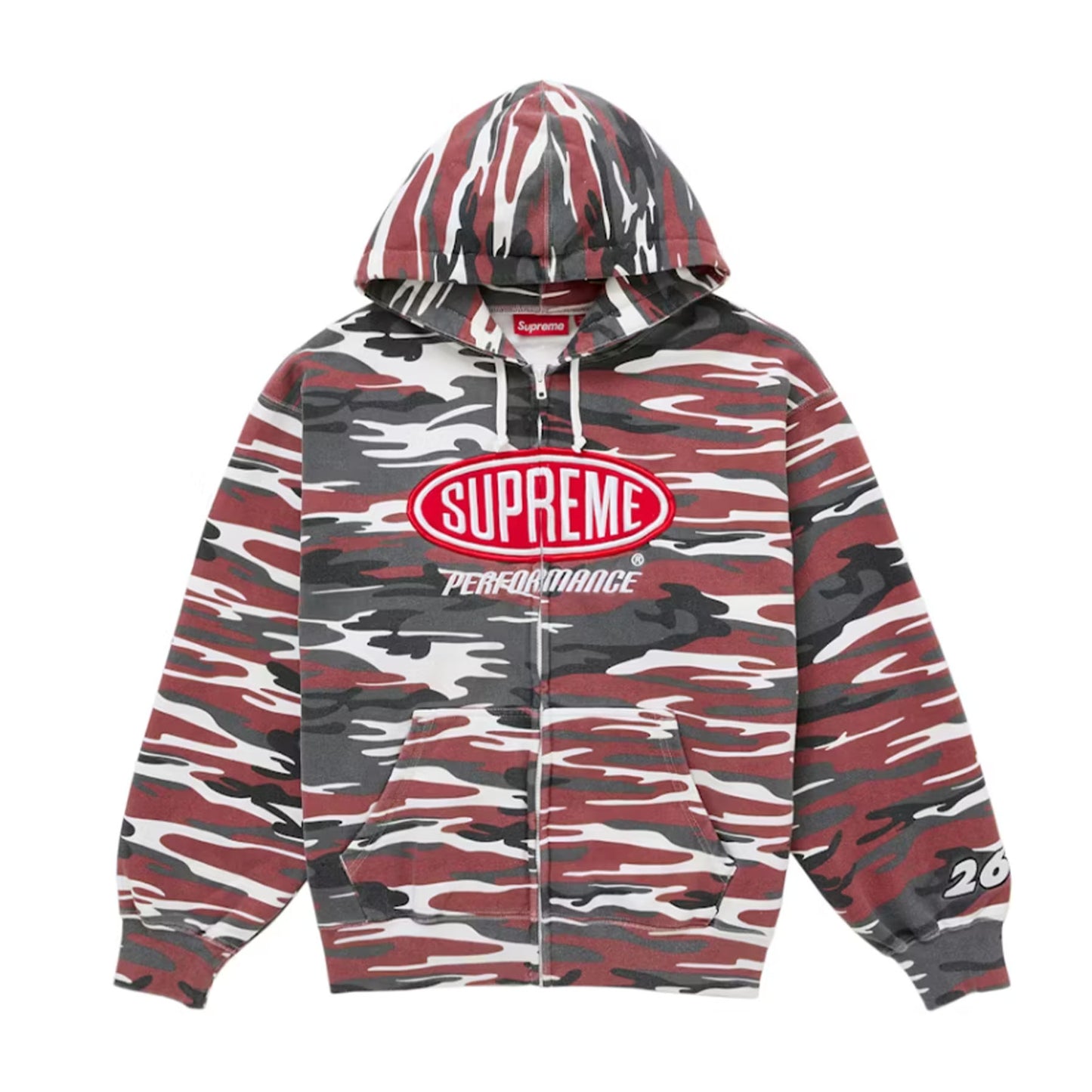 Supreme Performance Zip Up Hooded Sweatshirt Red Camo [USED] - S (Used)