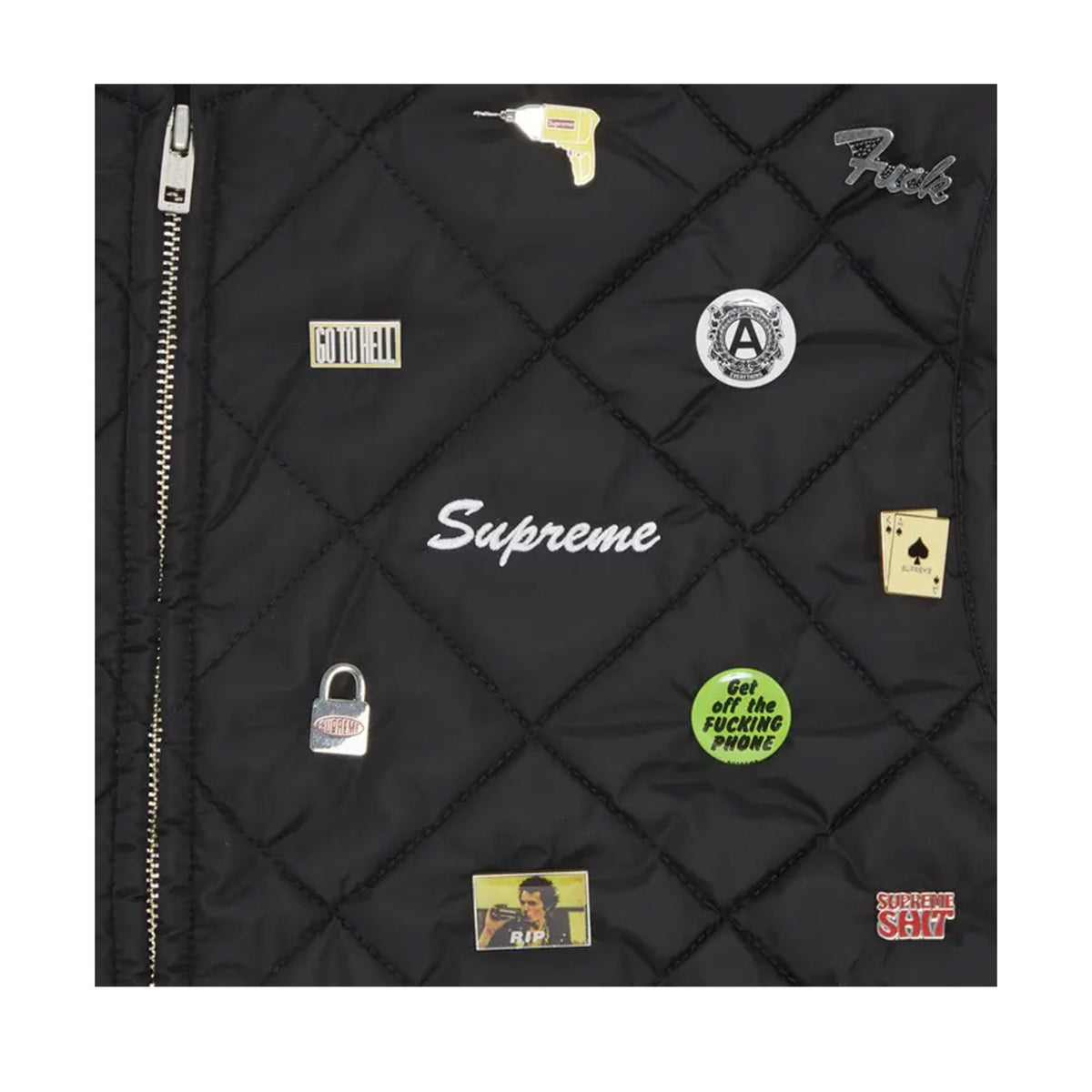 Supreme Pins Quilted Work Vest Black