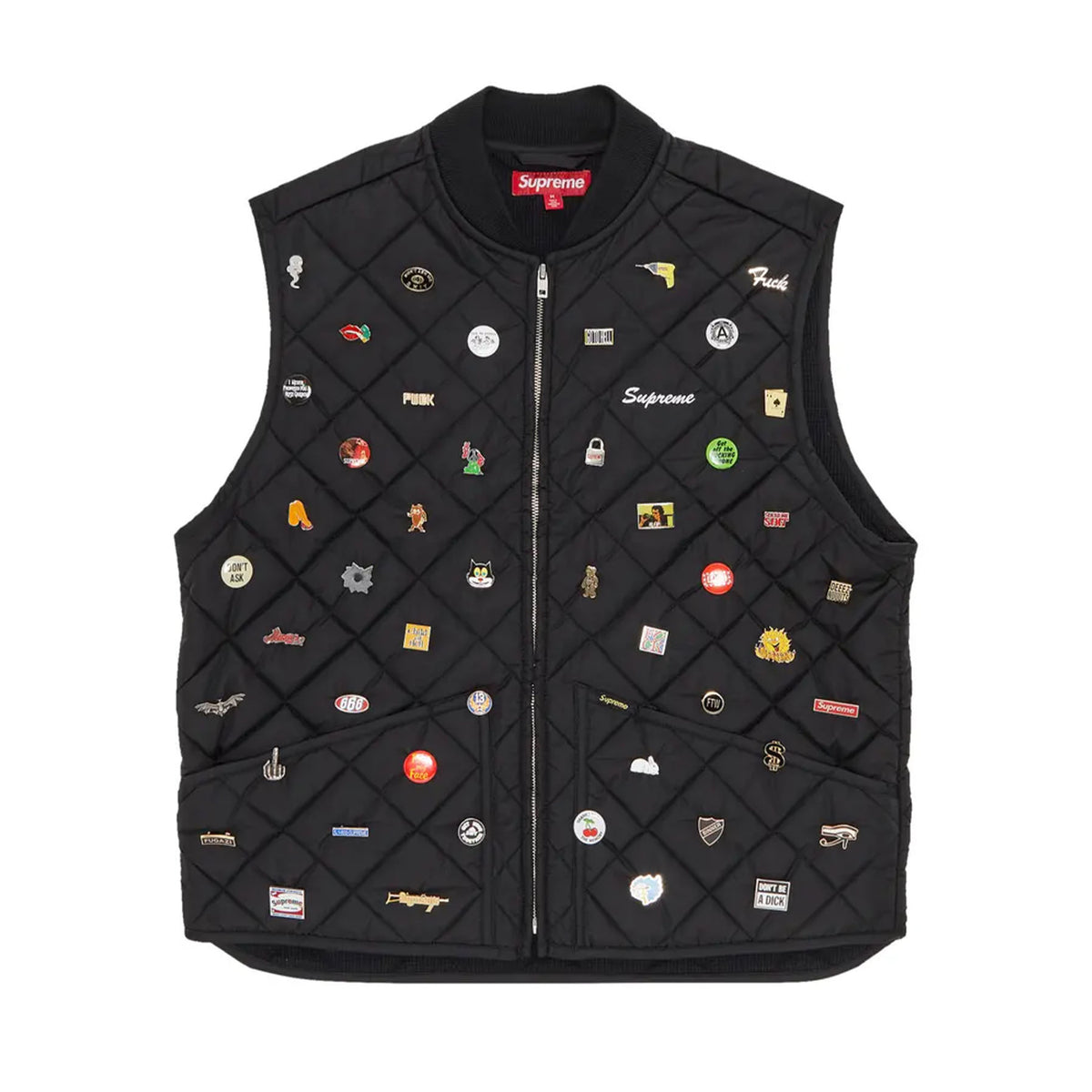 Supreme Pins Quilted Work Vest Black